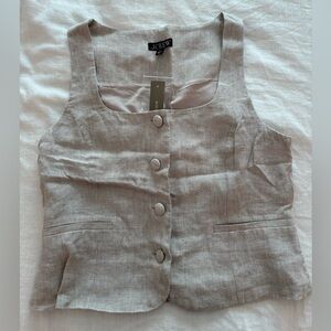 J. Crew Beige Linen Button Front Tank Vest
